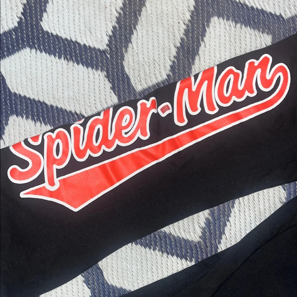 Spider-Man women’s 2 piece set Black stretchy half top & wide sweatpants Bottoms - Picture 3 of 11